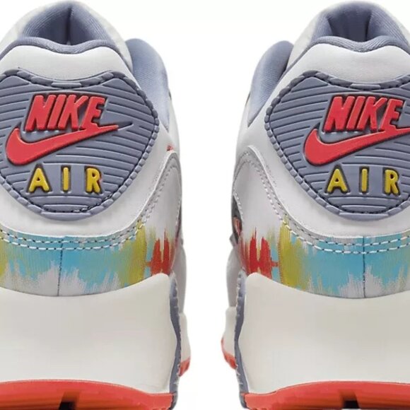 Men's Nike Air Max 90 PRM "Sound Wave" Smmt Wht/Bright Crimson - Picture 8 of 10